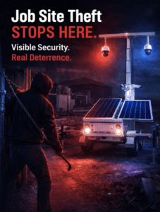 ParSecurity mobile camera tower providing 24/7 security for a California construction site.